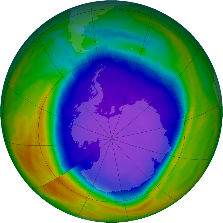 Antarctic ozone map for 03 October 1998